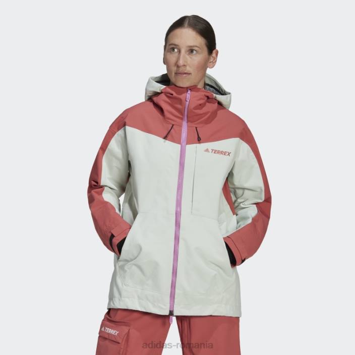 Adidas geaca de zapada din nailon terrex 3l post-consum rosie adidas femei rosu verde 2JBN17322