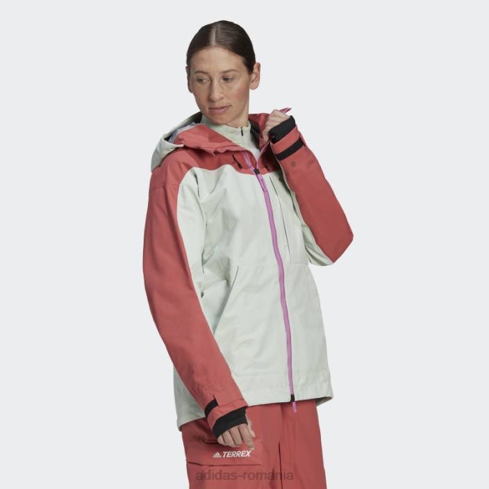 Adidas geaca de zapada din nailon terrex 3l post-consum rosie adidas femei rosu verde 2JBN17322