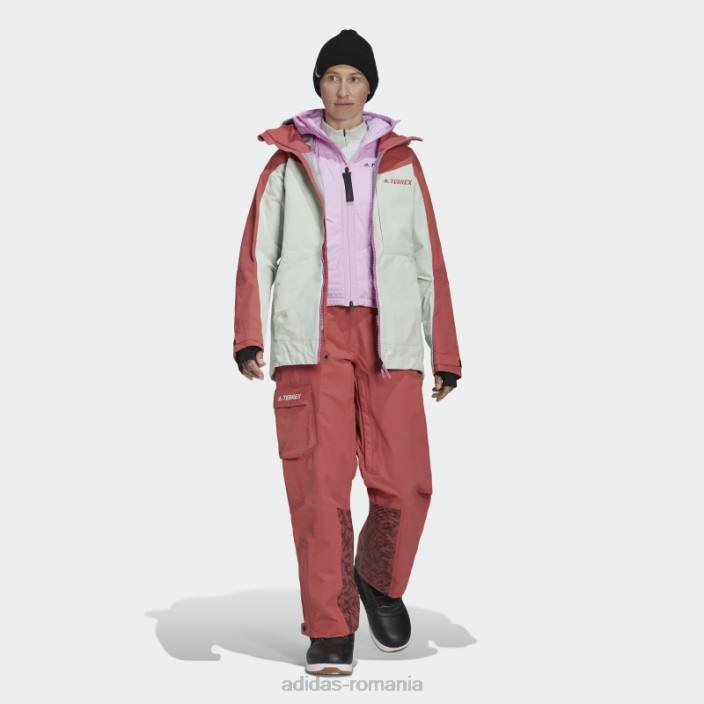 Adidas geaca de zapada din nailon terrex 3l post-consum rosie adidas femei rosu verde 2JBN17322