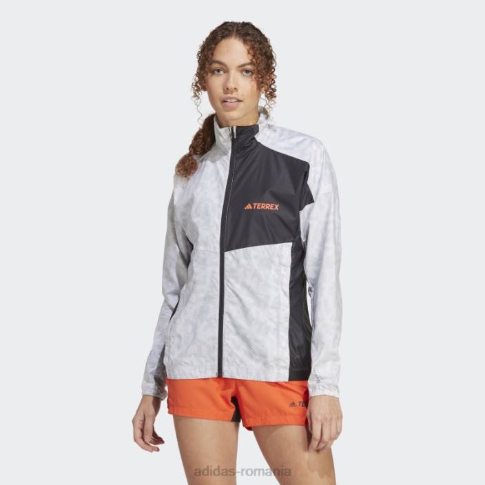 Adidas jachetă albă de vânt Terrex trail running adidas femei alb/gri 2JBN10173