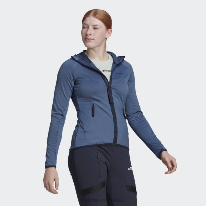 Adidas jachetă de drumeție cu glugă ușoară din oțel terrex tech flooce femei oţel 2JBN17033