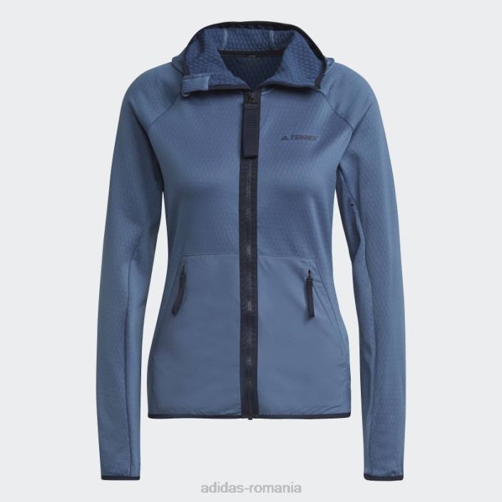 Adidas jachetă de drumeție cu glugă ușoară din oțel terrex tech flooce femei oţel 2JBN17033