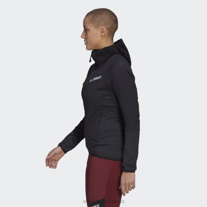 Adidas jachetă neagră cu glugă techrock flooce femei negru 2JBN17279