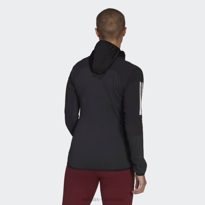 Adidas jachetă neagră cu glugă techrock flooce femei negru 2JBN17279