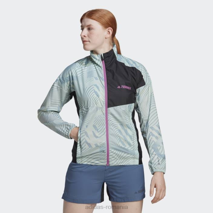 Adidas jacket terrex trail running imprimat verde femei verde/gri 2JBN17173