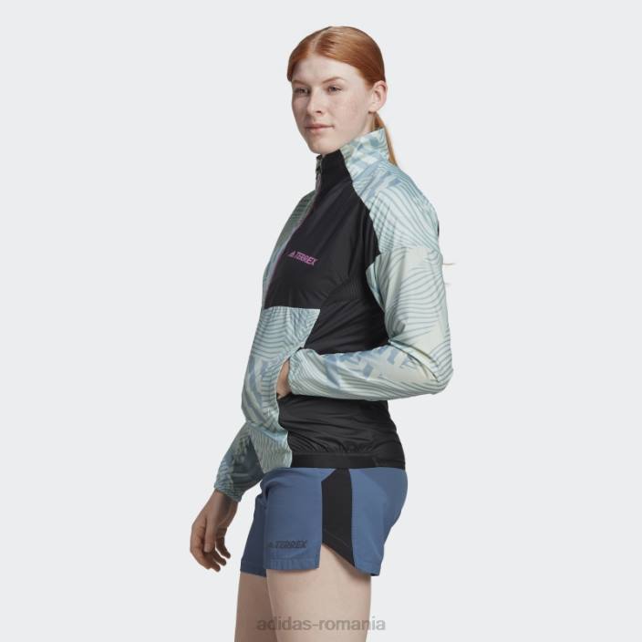 Adidas jacket terrex trail running imprimat verde femei verde/gri 2JBN17173