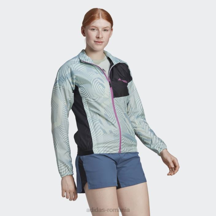 Adidas jacket terrex trail running imprimat verde femei verde/gri 2JBN17173