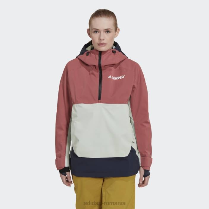 Adidas red terrex 2 layer rain.rdy anorac de zăpadă femei roșu/cerneală/verde 2JBN17153