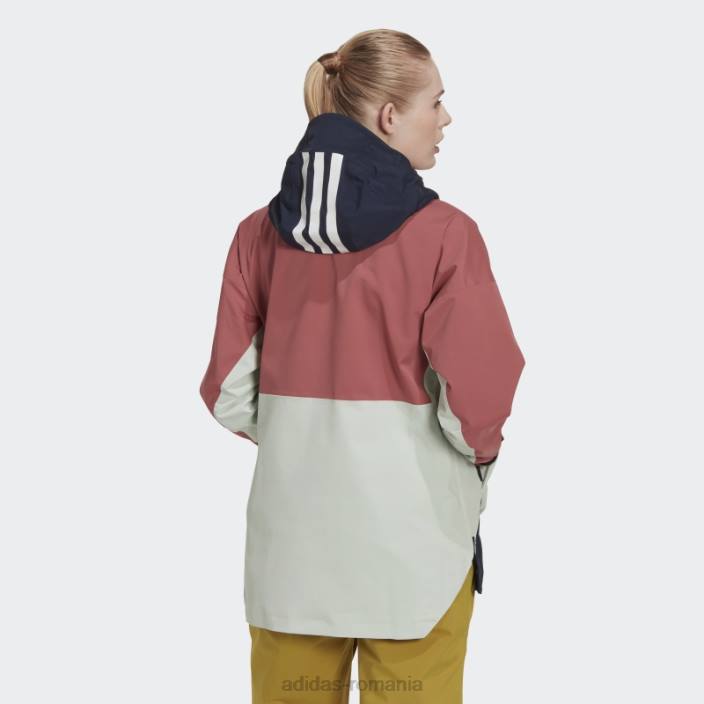 Adidas red terrex 2 layer rain.rdy anorac de zăpadă femei roșu/cerneală/verde 2JBN17153