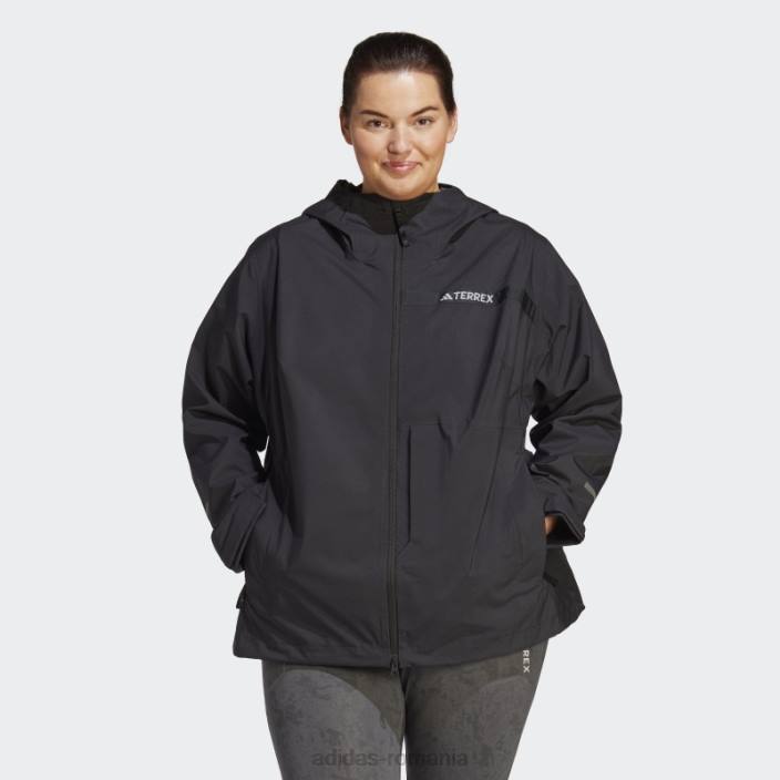 Adidas terrex multi rain.rdy jacheta de ploaie 2.5 straturi (plus size) neagra adidas femei negru 2JBN16728