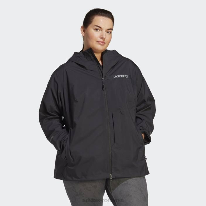 Adidas terrex multi rain.rdy jacheta de ploaie 2.5 straturi (plus size) neagra adidas femei negru 2JBN16728