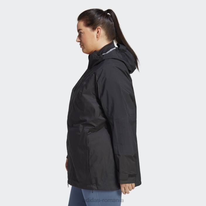 Adidas terrex xploric rain.rdy geaca de drumetie (plus size) neagra femei negru 2JBN17132