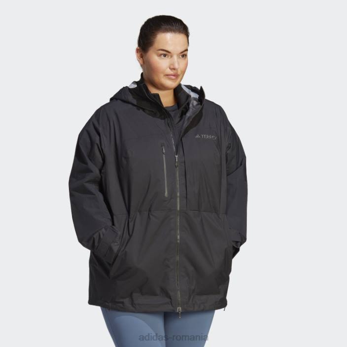 Adidas terrex xploric rain.rdy geaca de drumetie (plus size) neagra femei negru 2JBN17132