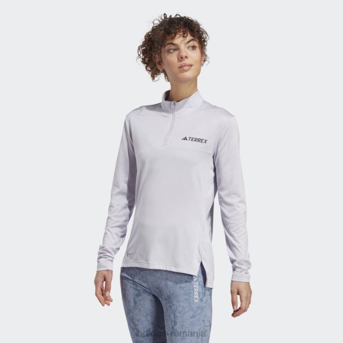 Adidas top Terrex cu mânecă lungă cu jumătate de fermoar argintiu Dawn femei zori argintii 2JBN17293