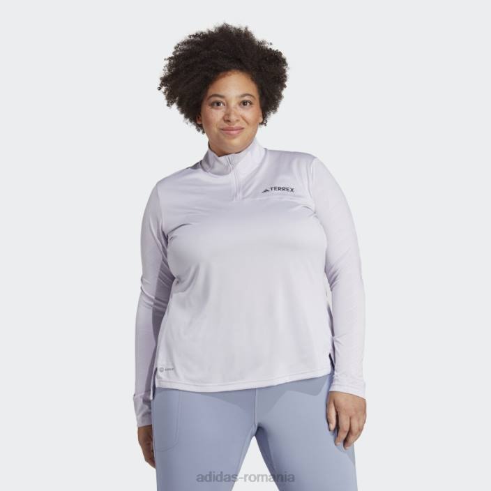 Adidas top cu mânecă lungă cu jumătate de fermoar terrex (plus mărime) argintiu adidas femei zori argintii 2JBN17178