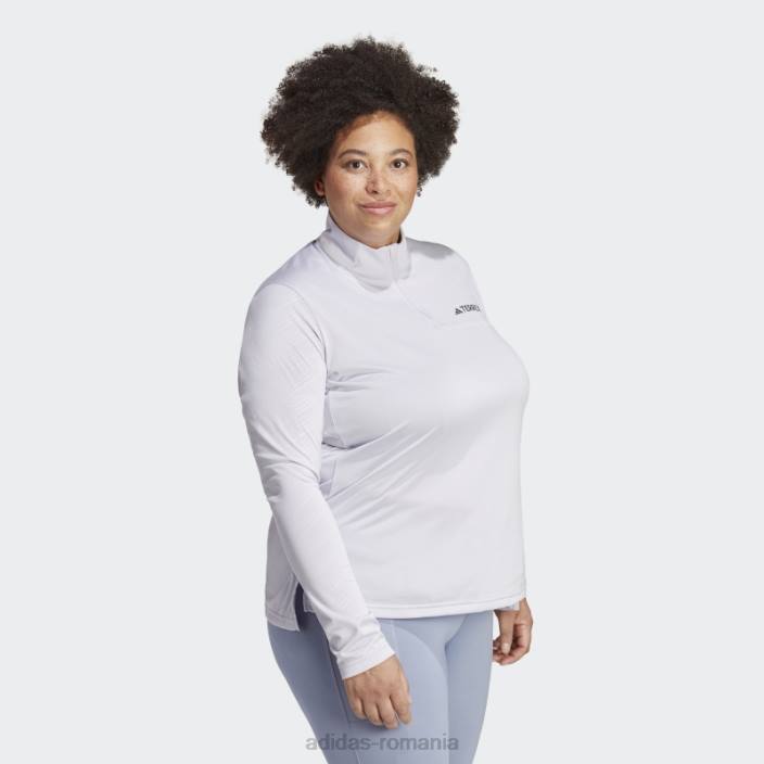 Adidas top cu mânecă lungă cu jumătate de fermoar terrex (plus mărime) argintiu adidas femei zori argintii 2JBN17178