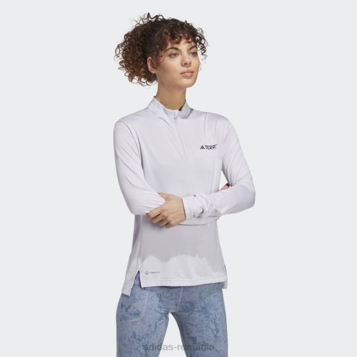 Adidas tricou cu mânecă lungă cu jumătate de fermoar argintiu terrex adidas femei zori argintii 2JBN9891