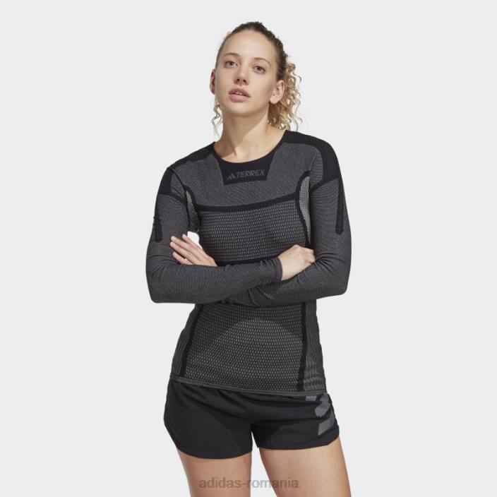 Adidas tricou de bază cu mânecă lungă terrex drynamo negru femei alb negru 2JBN16850