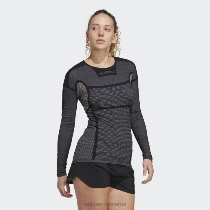 Adidas tricou de bază cu mânecă lungă terrex drynamo negru femei alb negru 2JBN16850