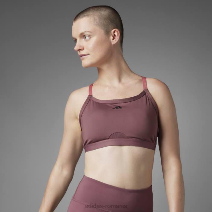Adidas sutien de susținere ușoară pentru yoga, elegant, visiniu, echilibru autentic femei Burgundia 2JBN2674