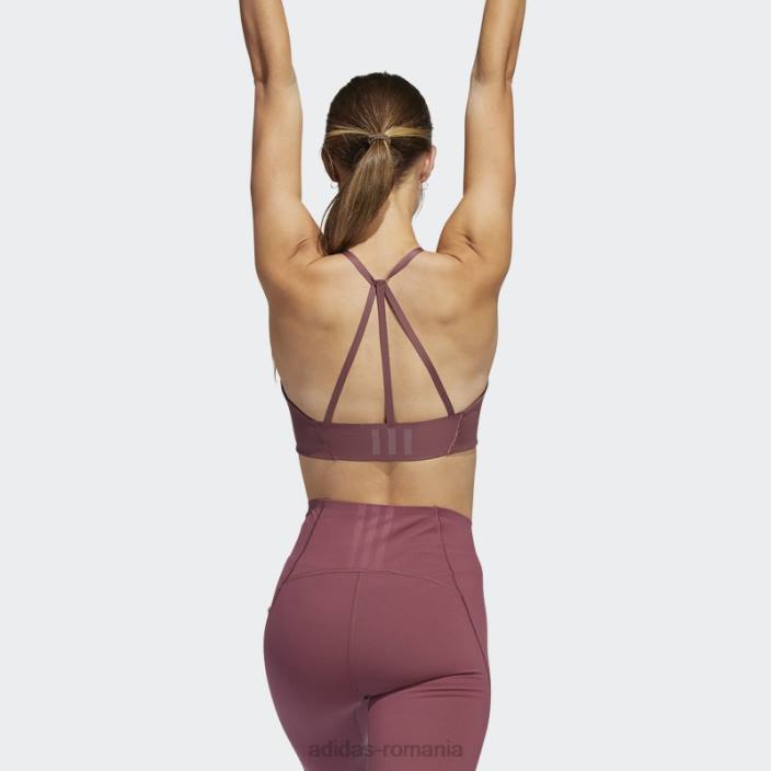 Adidas yoga studio sutien cu susținere luminoasă cu 3 dungi visiniu femei Burgundia 2JBN2750