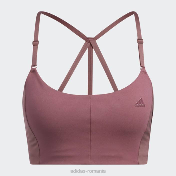 Adidas yoga studio sutien cu susținere luminoasă cu 3 dungi visiniu femei Burgundia 2JBN2750