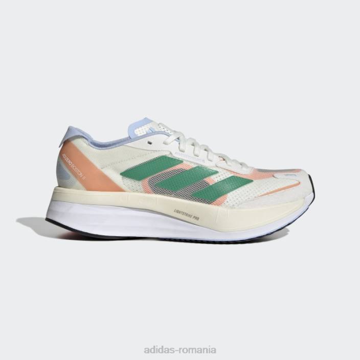 Adidas pantofi adizero boston 11 nuanță albă femei nuanță albă/verde curte/corali 2JBN16165