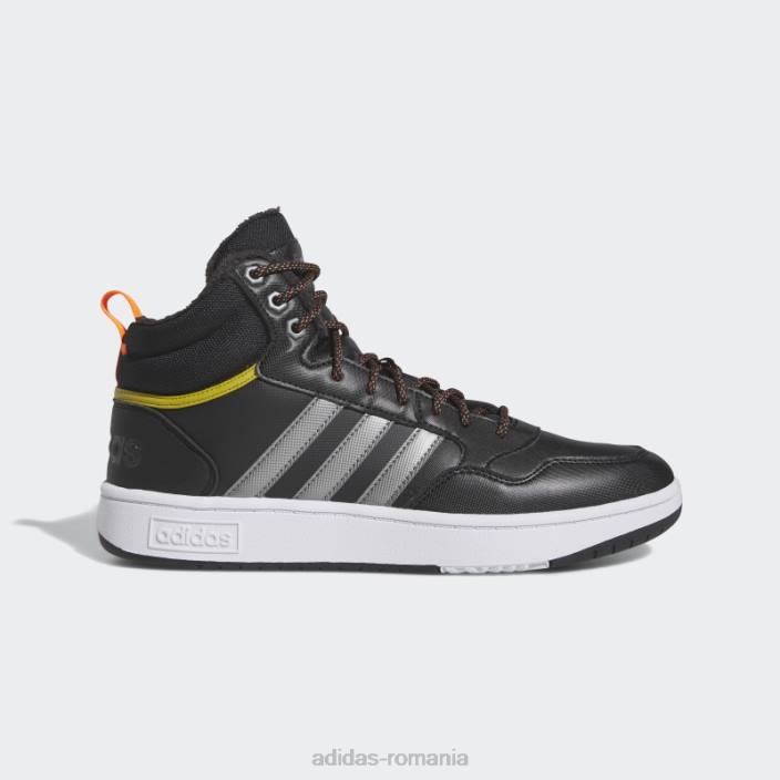 Adidas black hoops 3.0 mid lifestyle baschet clasic căptușeală din blană pantofi pentru iarnă femei negru/fier metalic/măsliniu 2JBN16181