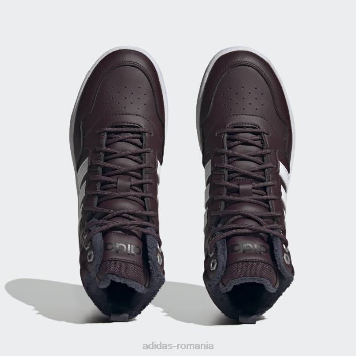 Adidas maroon hoops 3.0 mid lifestyle baschet clasic căptușeală de blană pantofi pentru iarnă femei maro/alb/cerneală 2JBN16222