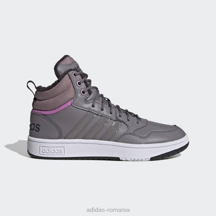 Adidas trace grey hoops 3.0 mid lifestyle baschet clasic căptușeală de blană pantofi pentru iarnă femei urmă gri/violet 2JBN16199