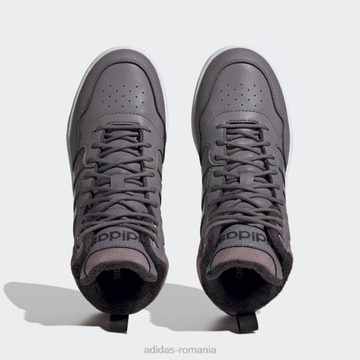Adidas trace grey hoops 3.0 mid lifestyle baschet clasic căptușeală de blană pantofi pentru iarnă femei urmă gri/violet 2JBN16199
