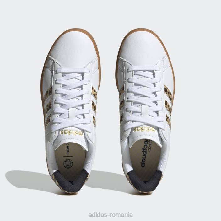 Adidas fierbinte grand court cloudfoam lifestyle court confort pantofi negri femei alb negru 2JBN8556