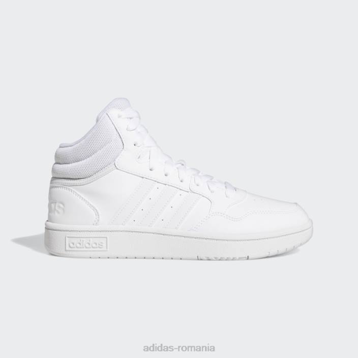 Adidas pantofi albi hoops 3.0 mid classic femei alb/gri liniuță 2JBN15965