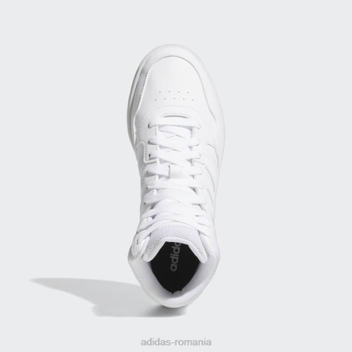 Adidas pantofi albi hoops 3.0 mid classic femei alb/gri liniuță 2JBN15965