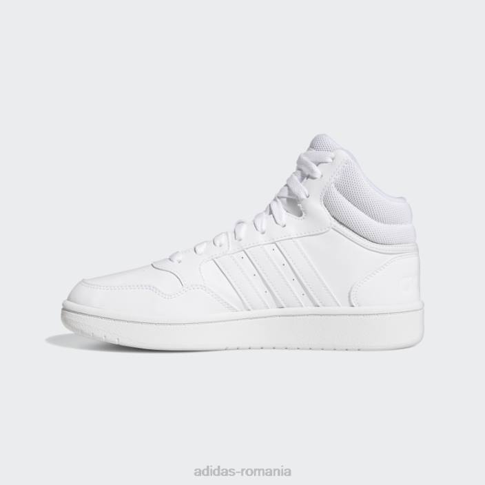 Adidas pantofi albi hoops 3.0 mid classic femei alb/gri liniuță 2JBN15965