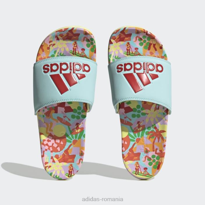 Adidas tobogane de confort aqua adilette femei aqua/roșu luxuriant/citrin perlat 2JBN8524