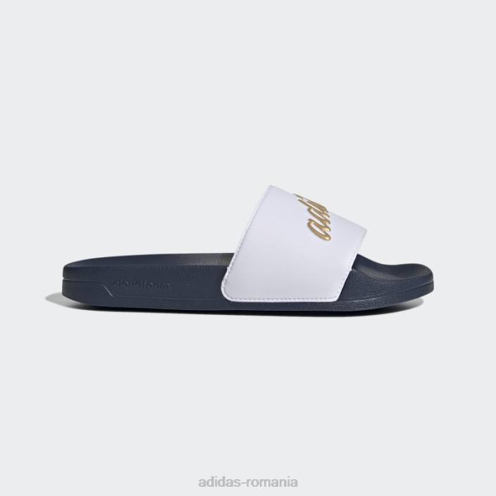 Adidas tobogane de dus adilette auriu metalic femei alb/auriu metalic/marin 2JBN16113