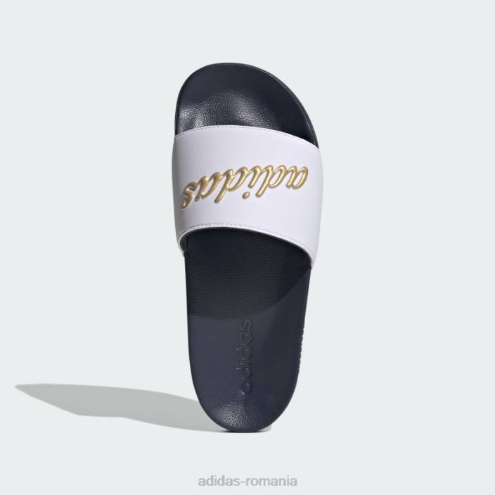 Adidas tobogane de dus adilette auriu metalic femei alb/auriu metalic/marin 2JBN16113