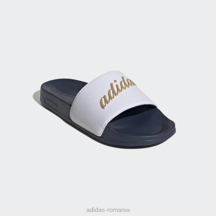 Adidas tobogane de dus adilette auriu metalic femei alb/auriu metalic/marin 2JBN16113