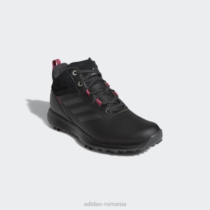 Adidas modă pantofi de golf cu tăietură mijlocie roz s2g femei negru/argintiu închis/roz 2JBN8713