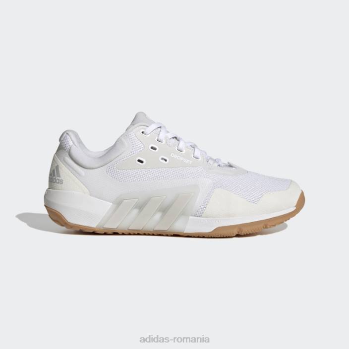 Adidas pantofi antrenori albi dropset femei alb/gri liniuță/argintiu 2JBN3071
