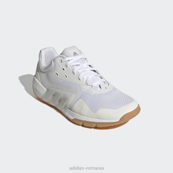 Adidas pantofi antrenori albi dropset femei alb/gri liniuță/argintiu 2JBN3071