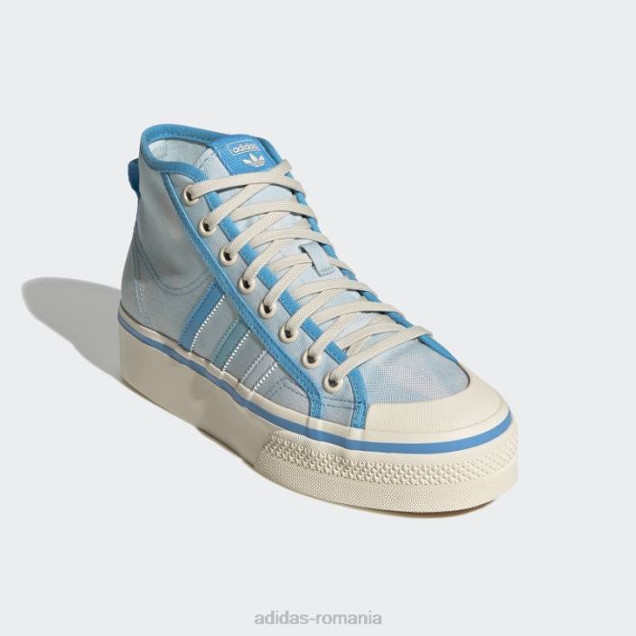 Adidas pantofi albi cu platformă nizza mid eleganti femei albastru/pantone/alb 2JBN1953