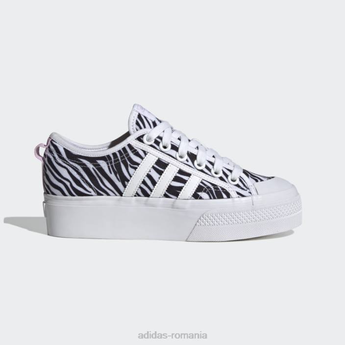 Adidas pantofi cu platformă lila nizza femei alb/liliac/negru 2JBN8738