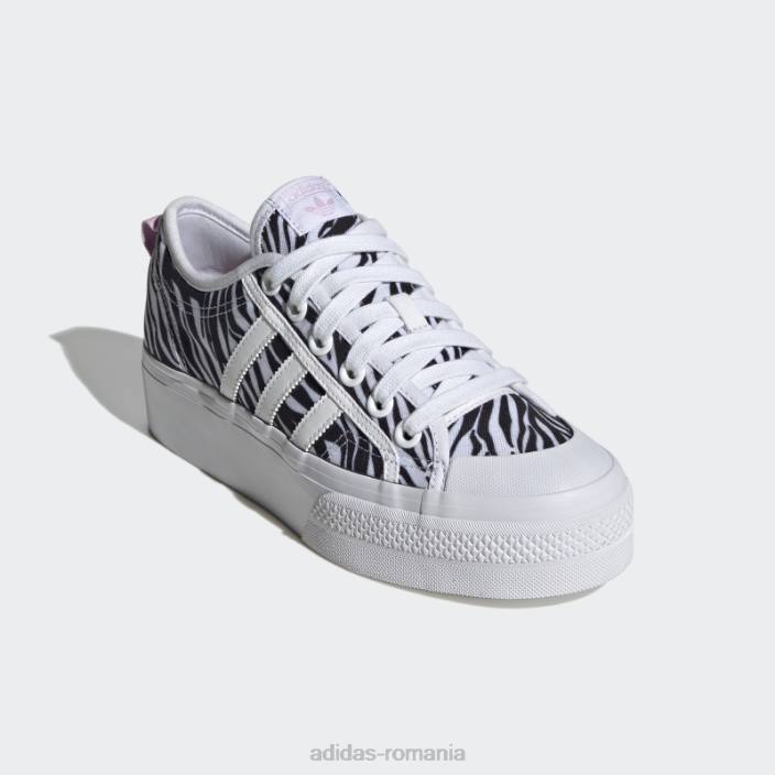 Adidas pantofi cu platformă lila nizza femei alb/liliac/negru 2JBN8738