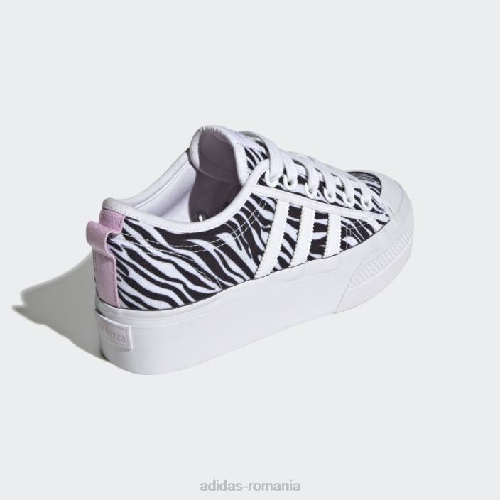 Adidas pantofi cu platformă lila nizza femei alb/liliac/negru 2JBN8738