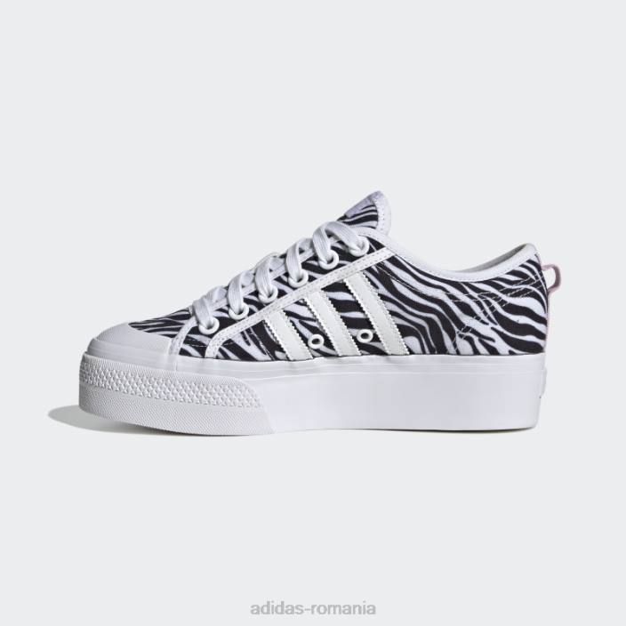 Adidas pantofi cu platformă lila nizza femei alb/liliac/negru 2JBN8738