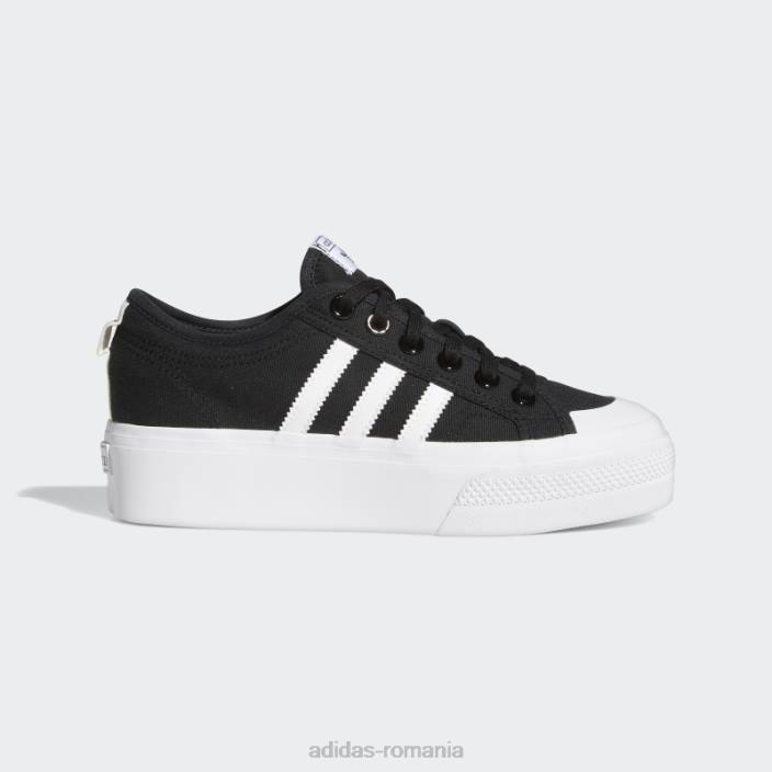 Adidas pantofi cu platformă nizza albi femei alb negru 2JBN8320