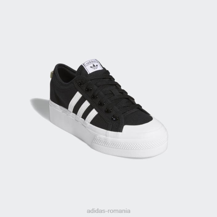 Adidas pantofi cu platformă nizza albi femei alb negru 2JBN8320