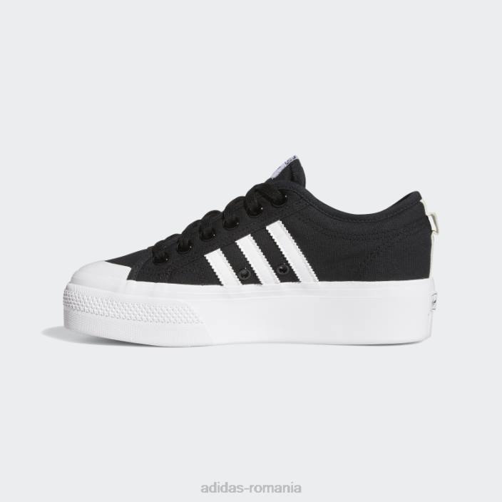 Adidas pantofi cu platformă nizza albi femei alb negru 2JBN8320